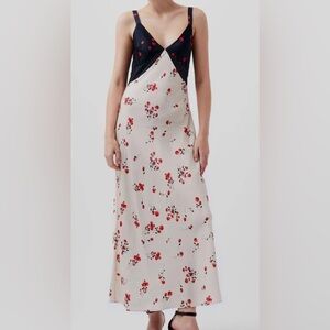 French Connection Floramour Ennis Satin Midi Slip Dress